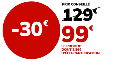 -30€ soit 99€ le produit au lieu de 129€ dont 2.56€ d'éco-participation