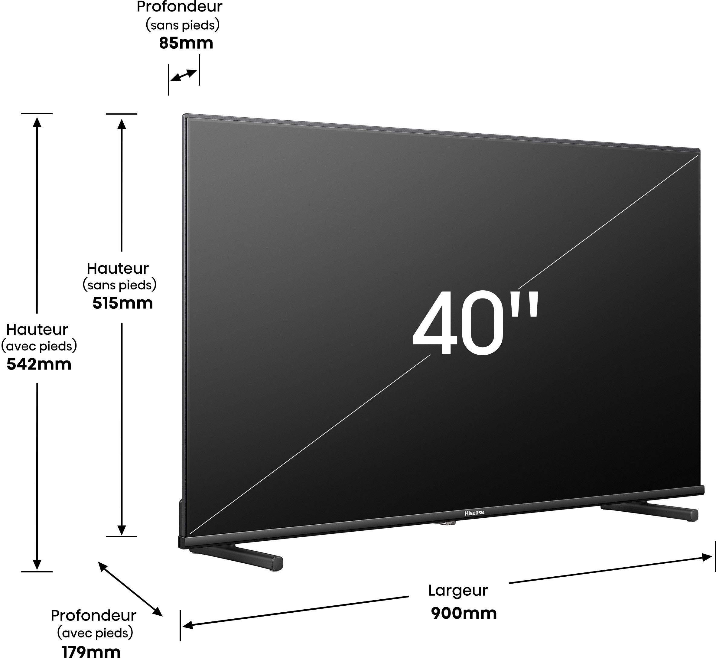 HISENSE TV LED 4K 100 cm 60 Hz 40" - 40A5KQ