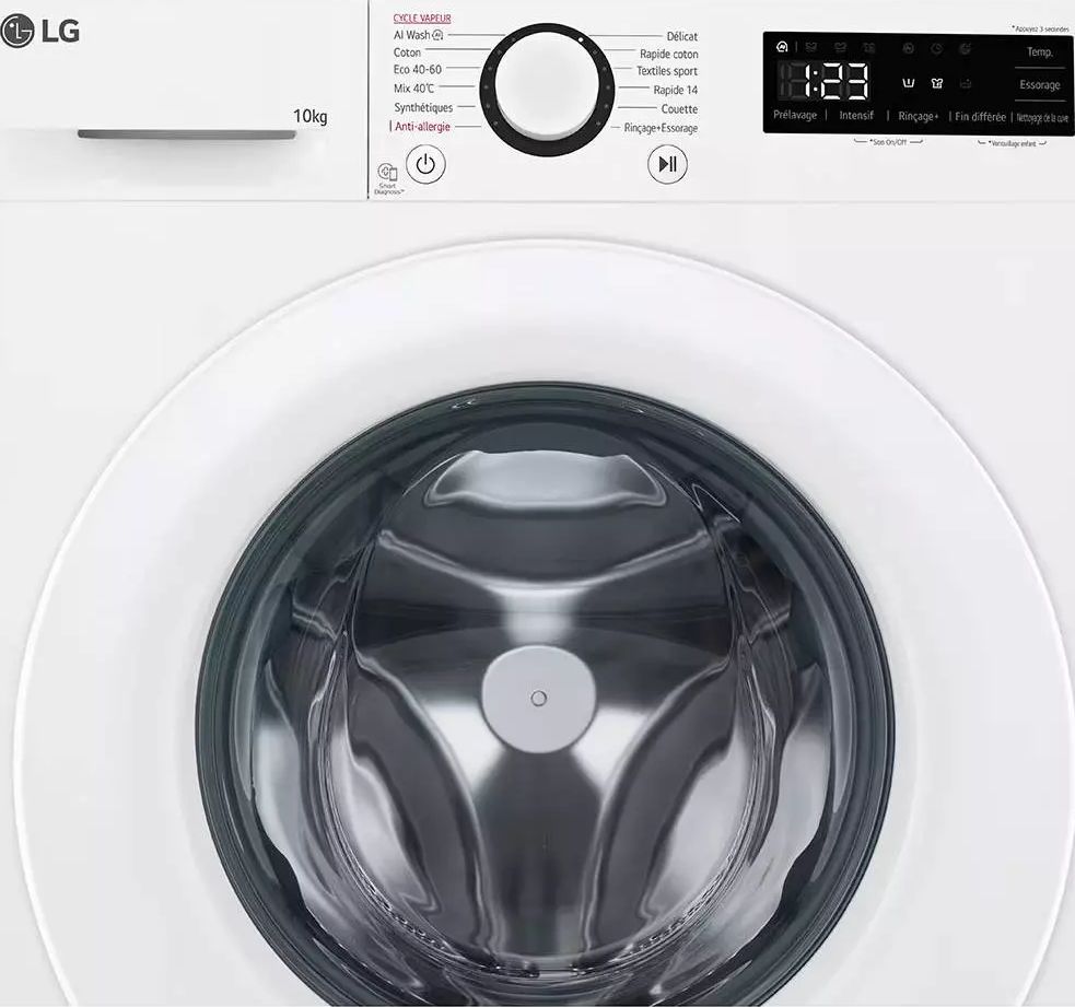 Lave linge Frontal LG 10kg 1400trs/min Blanc - F14R33WHS