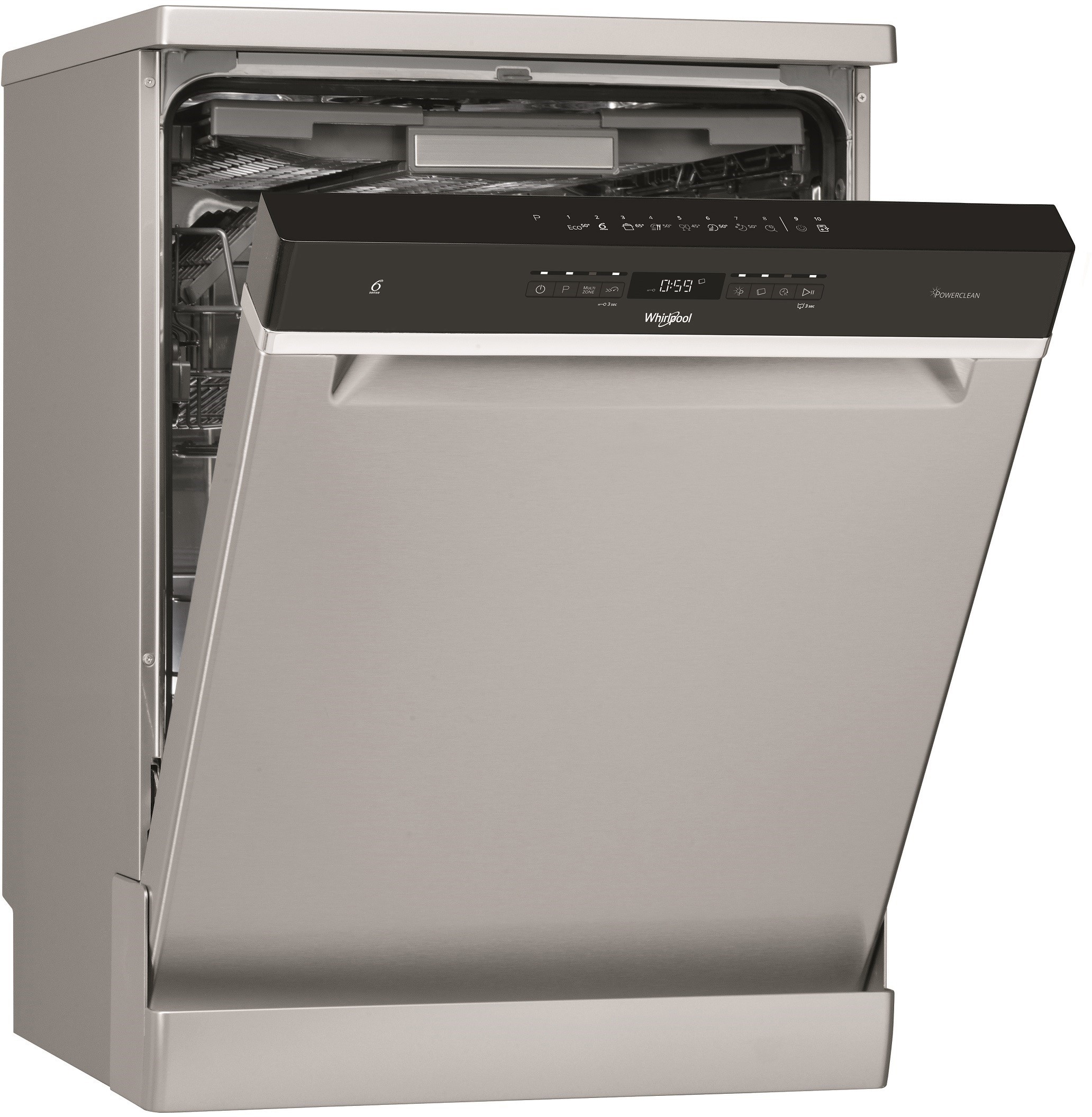 Lave vaisselle 60 cm WHIRLPOOL 6ème sens PowerClean Pro 43dB 14 couverts - WFO3O33PLX