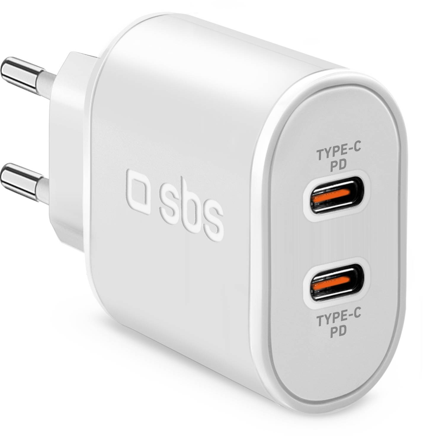 SBS Chargeur secteur Chargeur mural Power Delivery 20 W avec deux sorties USB-C  CHARGEURMURAL-2USBC