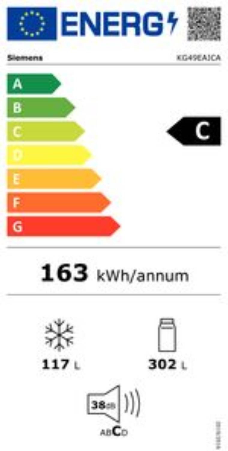 Réfrigérateur congélateur bas SIEMENS , IQ500, Froid Brassé, 413L, Inox - KG49EAICA