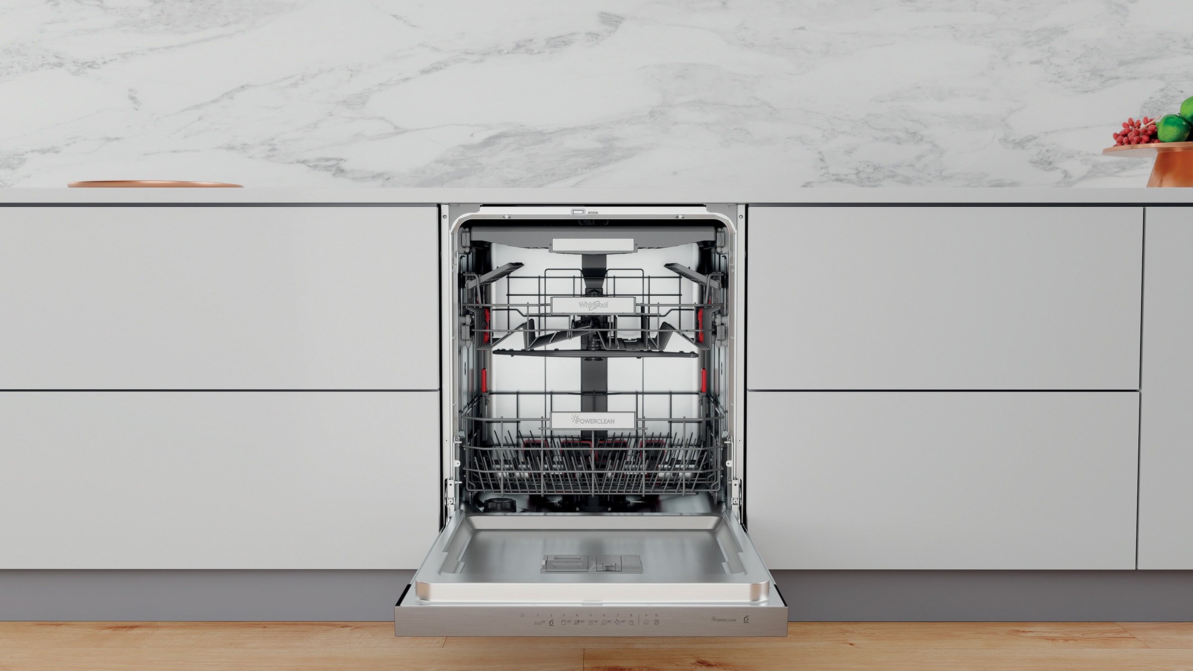 Lave vaisselle encastrable 60 cm WHIRLPOOL 6ème Sens 14 couverts 43dB Inox - WCBO3T133PFI