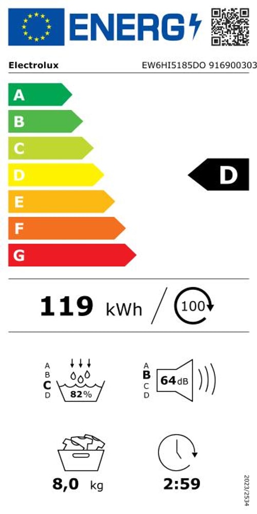 Sèche-linge pompe à chaleur ELECTROLUX 8kg SensiCare Blanc - EW6HI5185DO