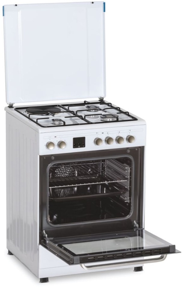 Cuisiniere mixte ROSIERES 4 foyers Gaz four multifonction catalyse 60L Blanc - RGE660CMWE