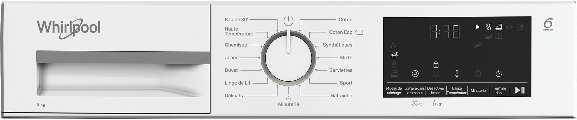 Sèche-linge pompe à chaleur WHIRLPOOL Precision Dry, 8 Kg, Blanc  - CWSD83MWWSFR