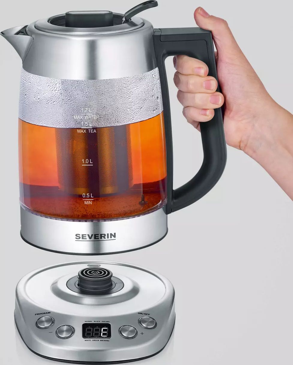 Théière électrique SEVERIN Température réglable 1,7L 3000W Inox - WK3480