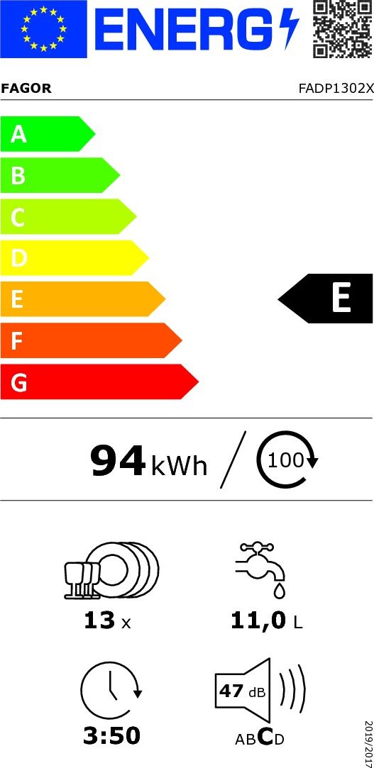 Lave vaisselle 60 cm FAGOR 13 couverts 47dB Gris - FADP1302X