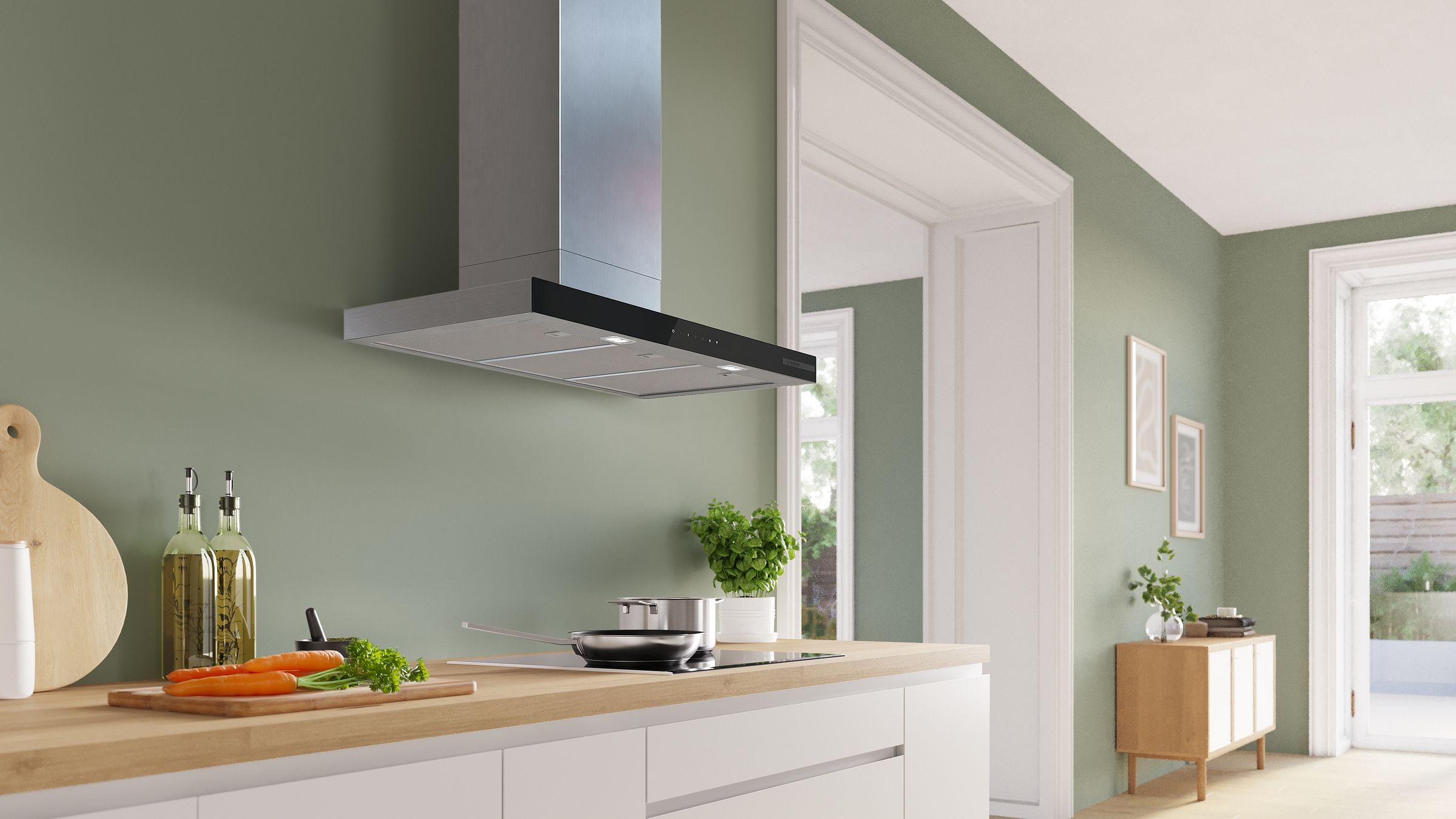 Hotte decorative murale BOSCH 90cm 56dB Inox - DWB97DN30