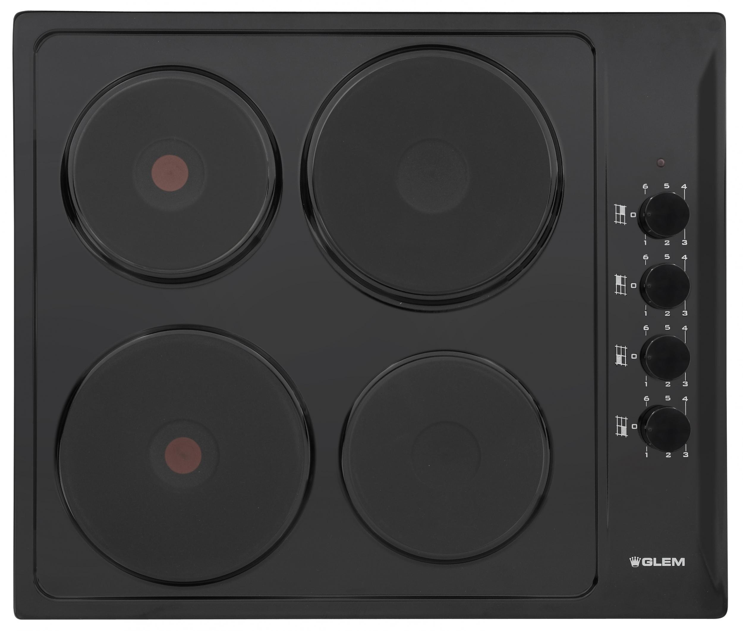 Plaque electrique GLEM 4 foyers 60 cm Noir GTL640BK