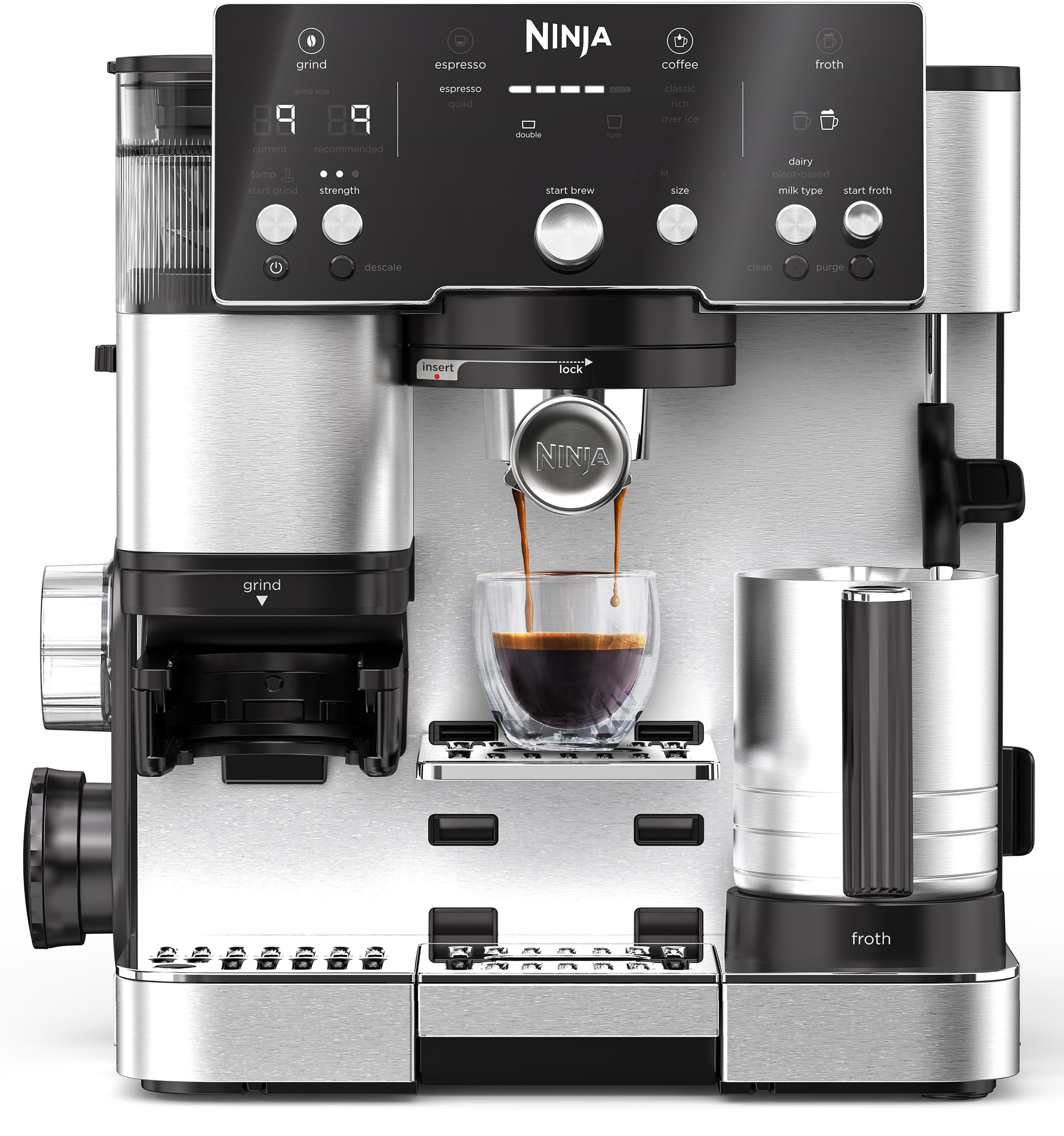 Robot expresso NINJA BaristaAssist Mousseur à lait Noir et inox ES501EU
