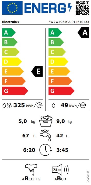 Lave linge sechant Frontal ELECTROLUX - EW7W4954CA Lave linge sechant Frontal ELECTROLUX - EW7W4954CA
