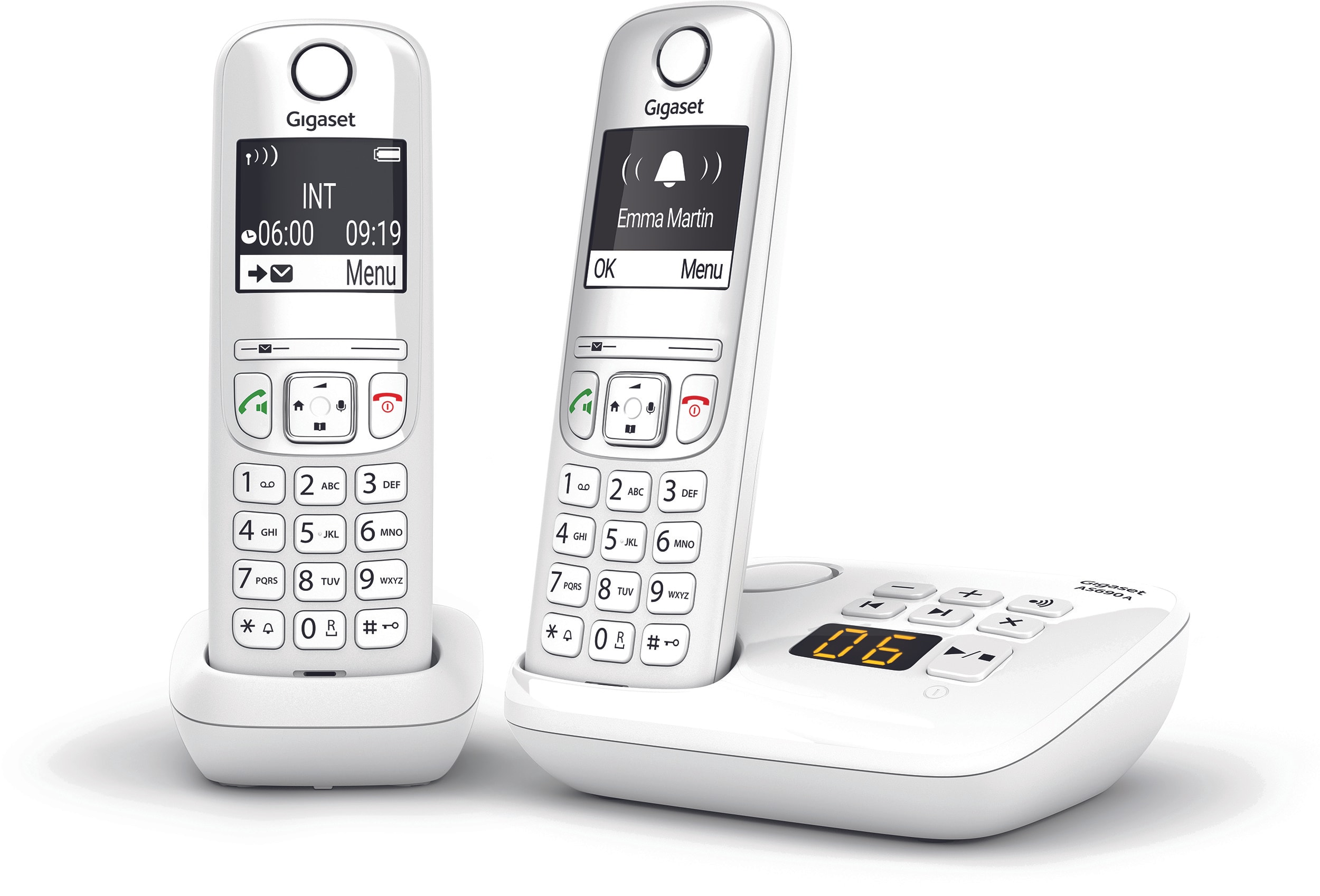 Téléphone sans fil GIGASET Duo Répondeur 20 min Blanc GIGAAS690ADUOBLANC