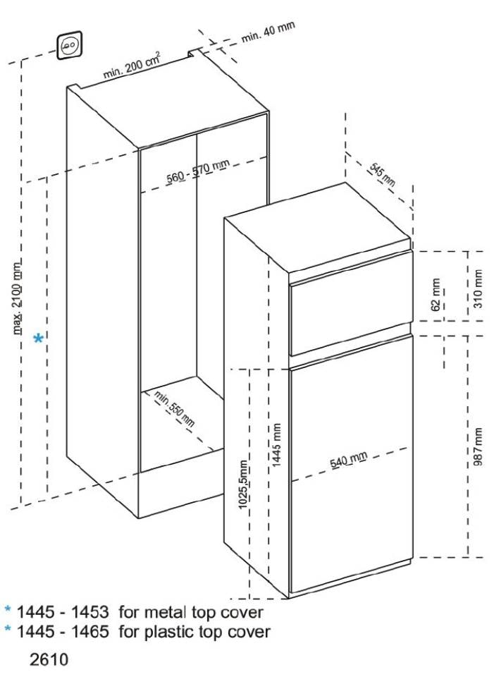 Réfrigérateur congélateur encastrable TELEFUNKEN  - TKR2D210BIE