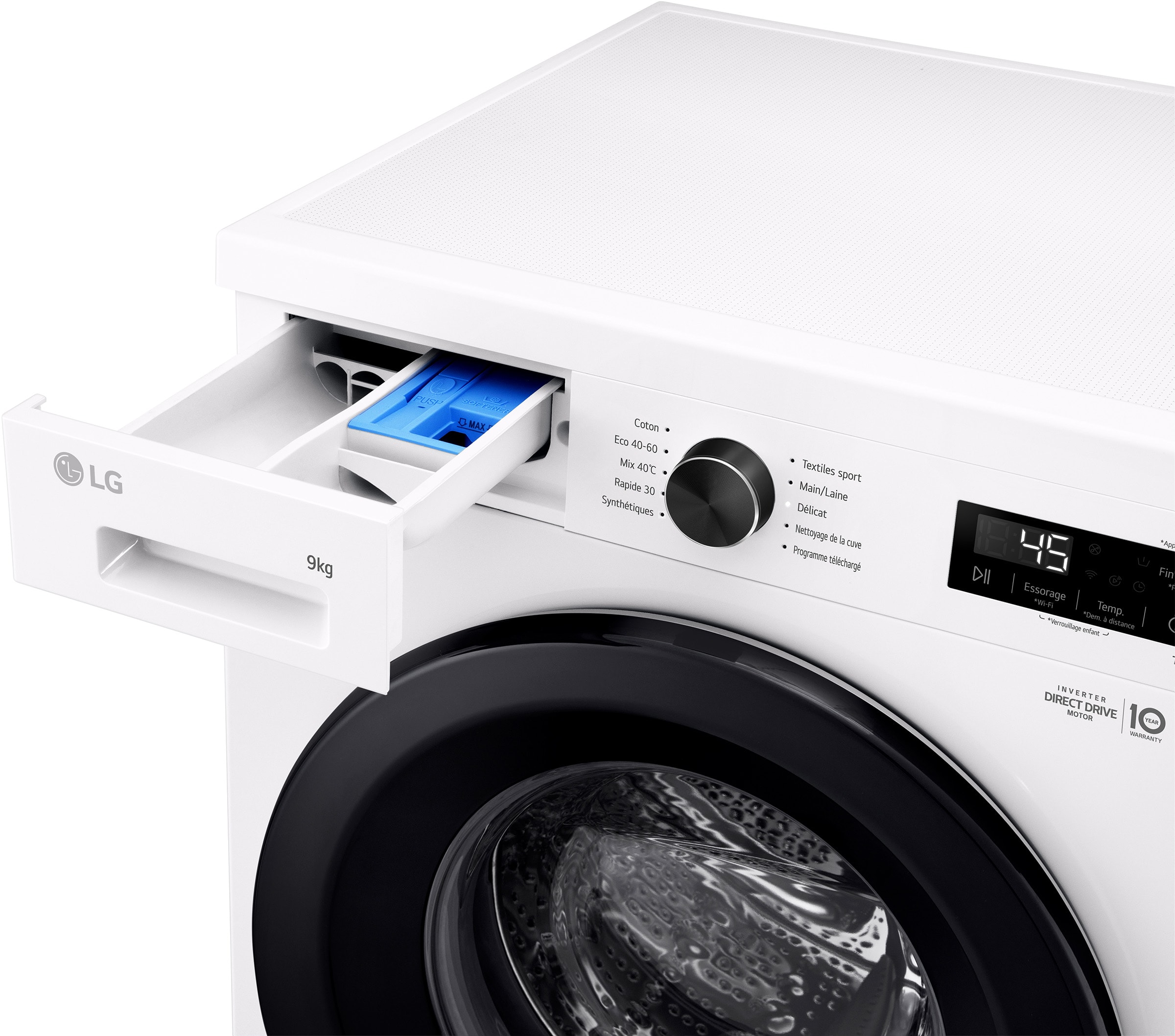 Lave linge Frontal LG , Fonction vapeur, 1400 trs/mn, 9kg, Blanc - F94B15WHS