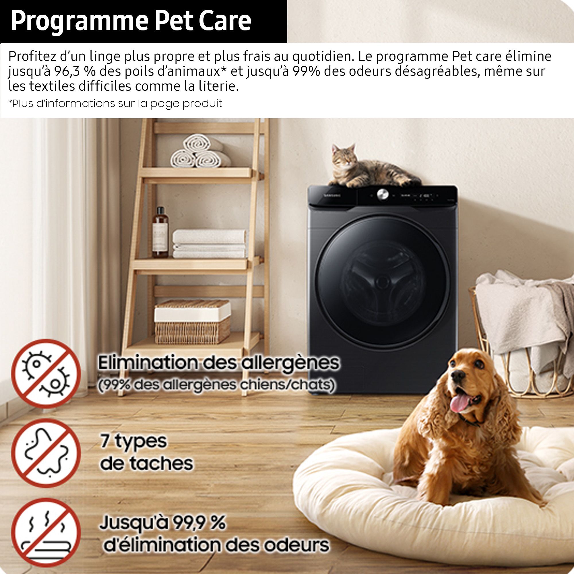 Lave linge Frontal SAMSUNG 20kg 1000trs/min Noir - WF20DG8650BV