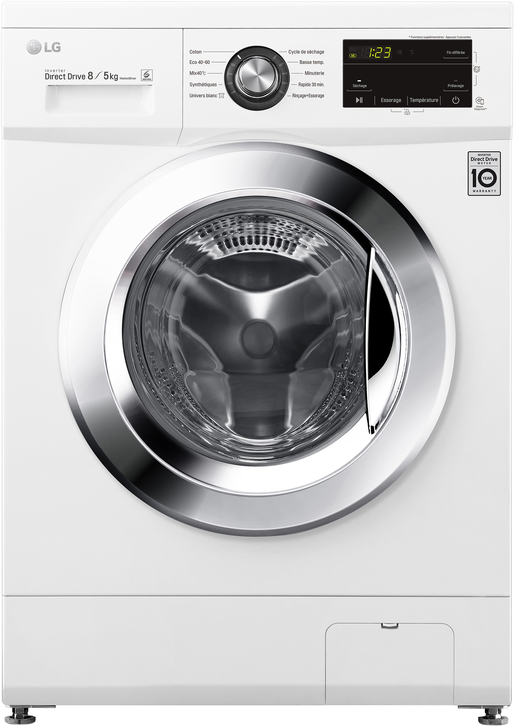 LG Lave linge sechant Frontal Smart Diagnosis Moteur Direct Drive 8kg F854M22WR LG Lave linge sechant Frontal Smart Diagnosis Moteur Direct Drive 8kg F854M22WR