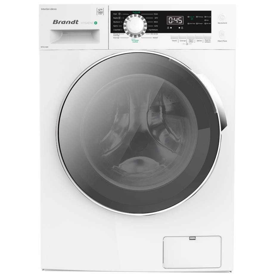Lave linge Frontal BRANDT , 1400 trs/min, 12Kg, Blanc   WFB124QW