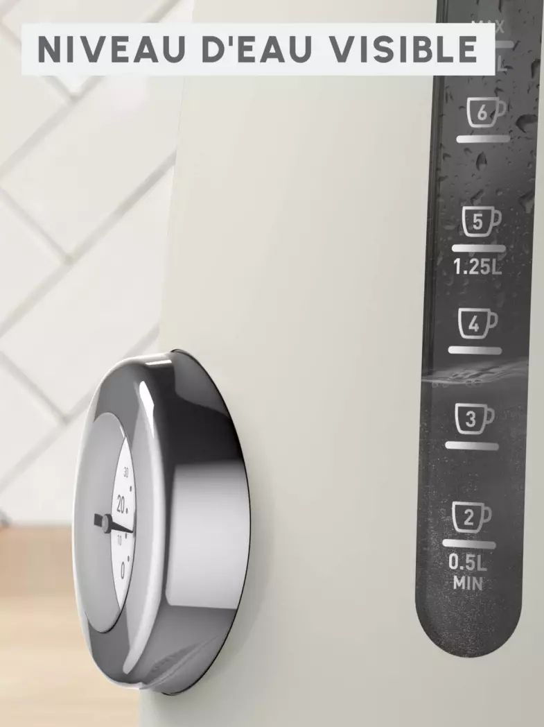 Bouilloire MOULINEX Thermomètre intégré 1,7L 2400W Rise - BY355AE0