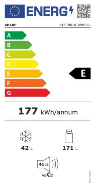 Réfrigérateur congélateur haut SHARP , Froid Statique, 213L, Blanc - SJFTB01NTXWE