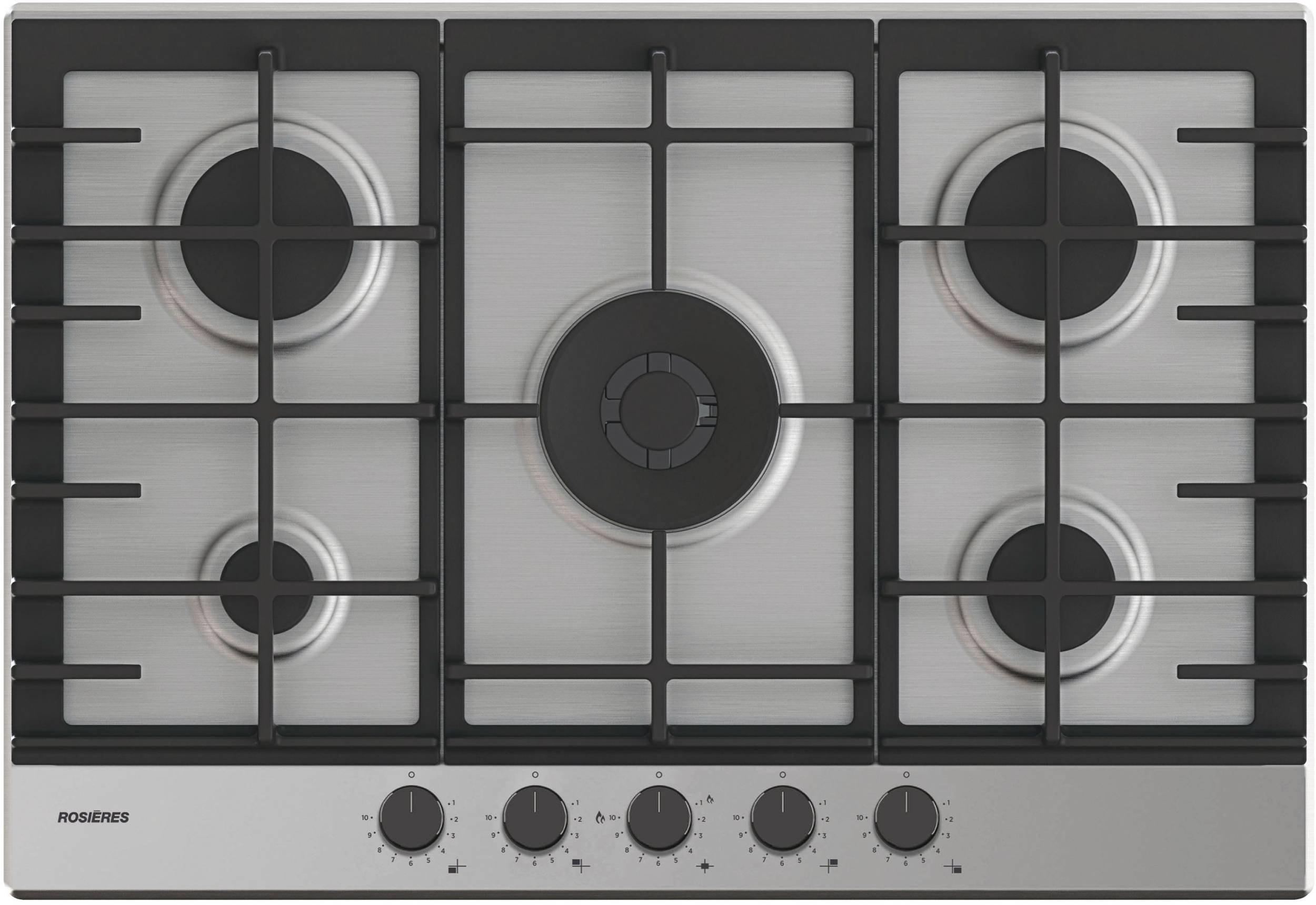 Plaque gaz ROSIERES 5 foyers 75 cm Inox RHG75WC5X