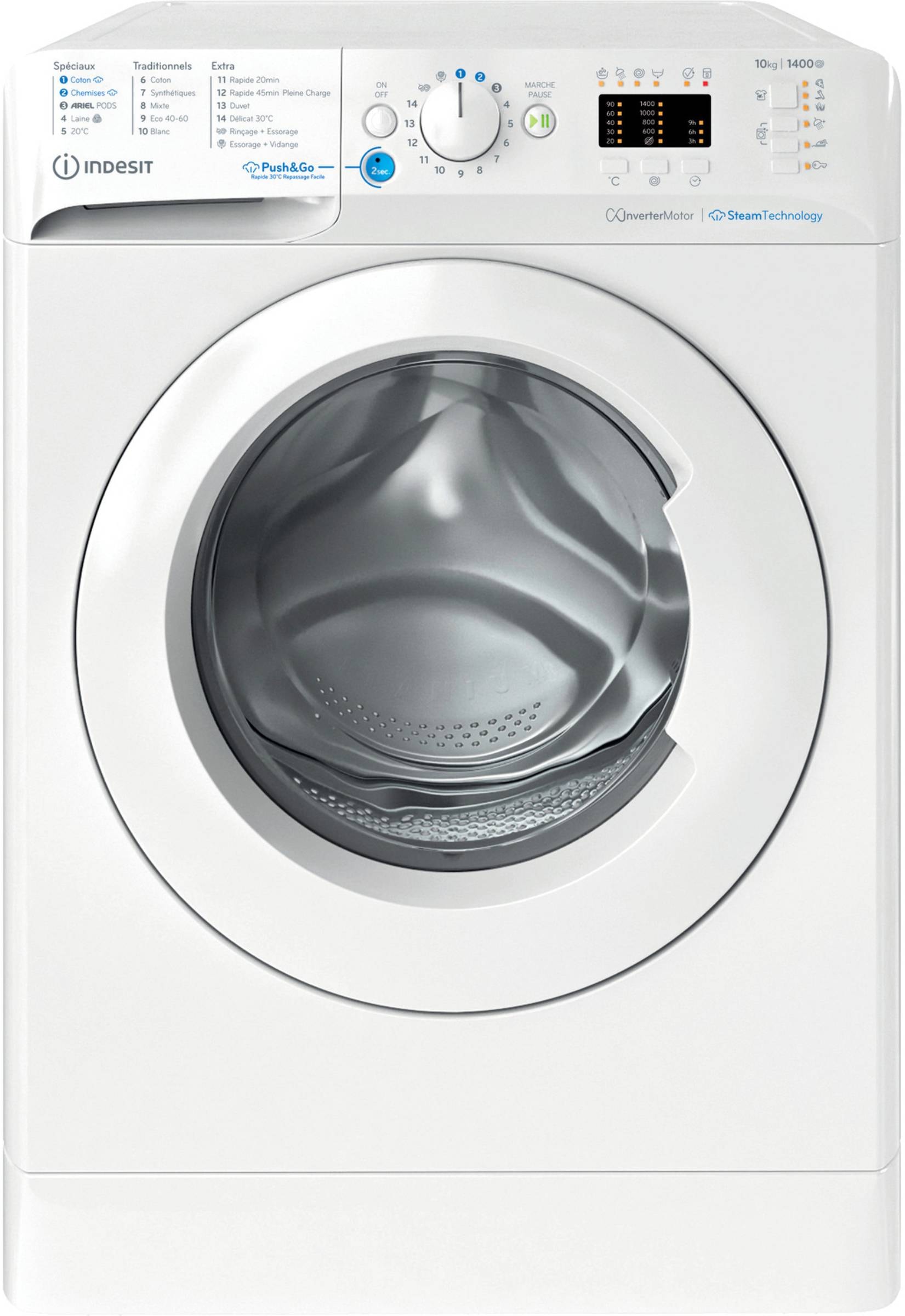 Lave linge Frontal INDESIT , 1400 trs/mn, 10kg, Blanc BWA101496XWVFR