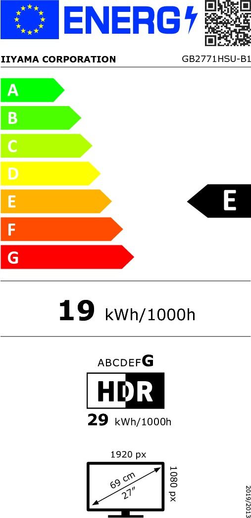 Ecran 27 pouces Full HD IIYAMA 240Hz 0.4ms IPS Noir - GB2771HSU-B1