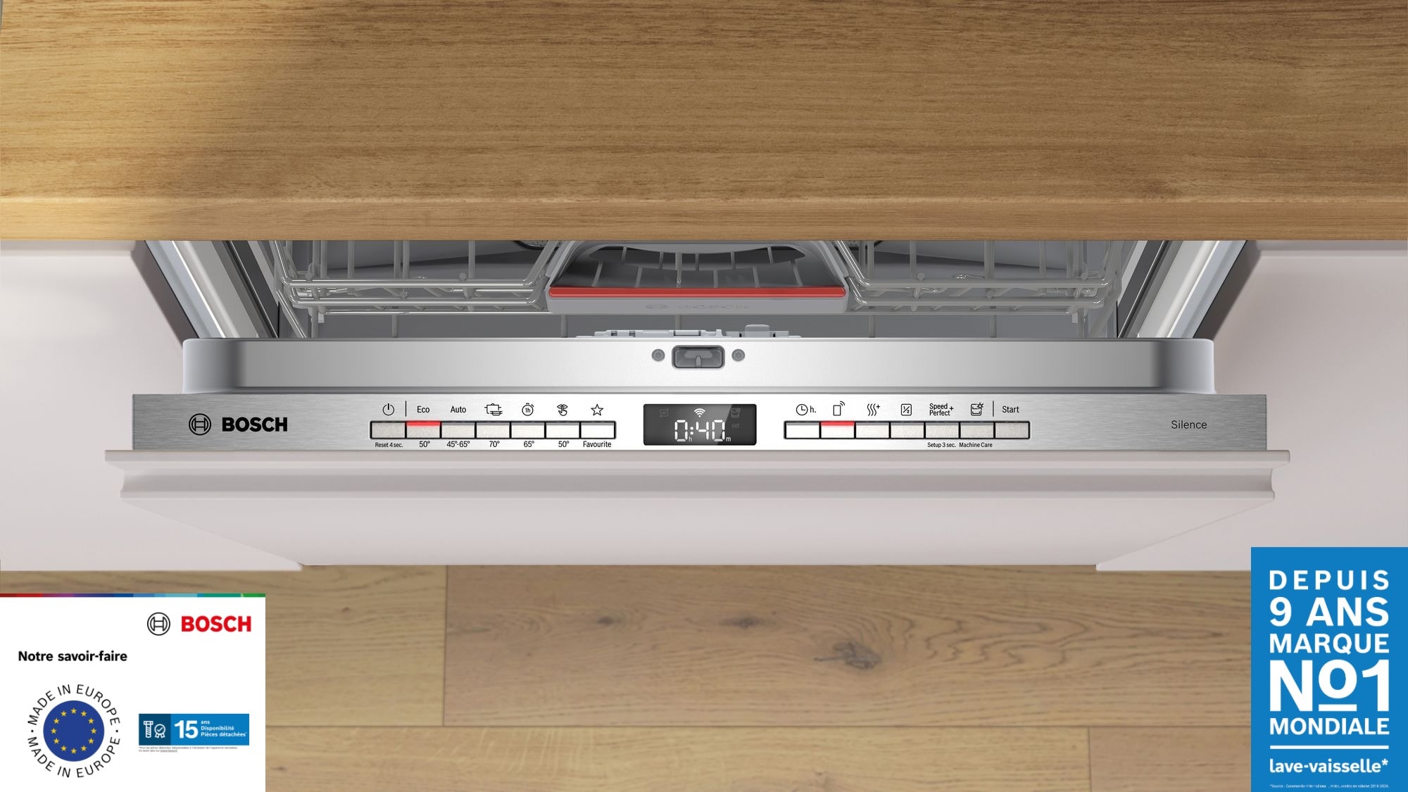 Lave vaisselle tout integrable 60 cm BOSCH Connecté 14 couverts 46dB Blanc - SMH4HVX14E