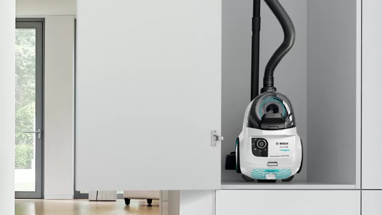 Aspirateur traîneau BOSCH sans sac ProHygienic série 4 550W Blanc - BGC21HYG1 Aspirateur traîneau BOSCH sans sac ProHygienic série 4 550W Blanc - BGC21HYG1
