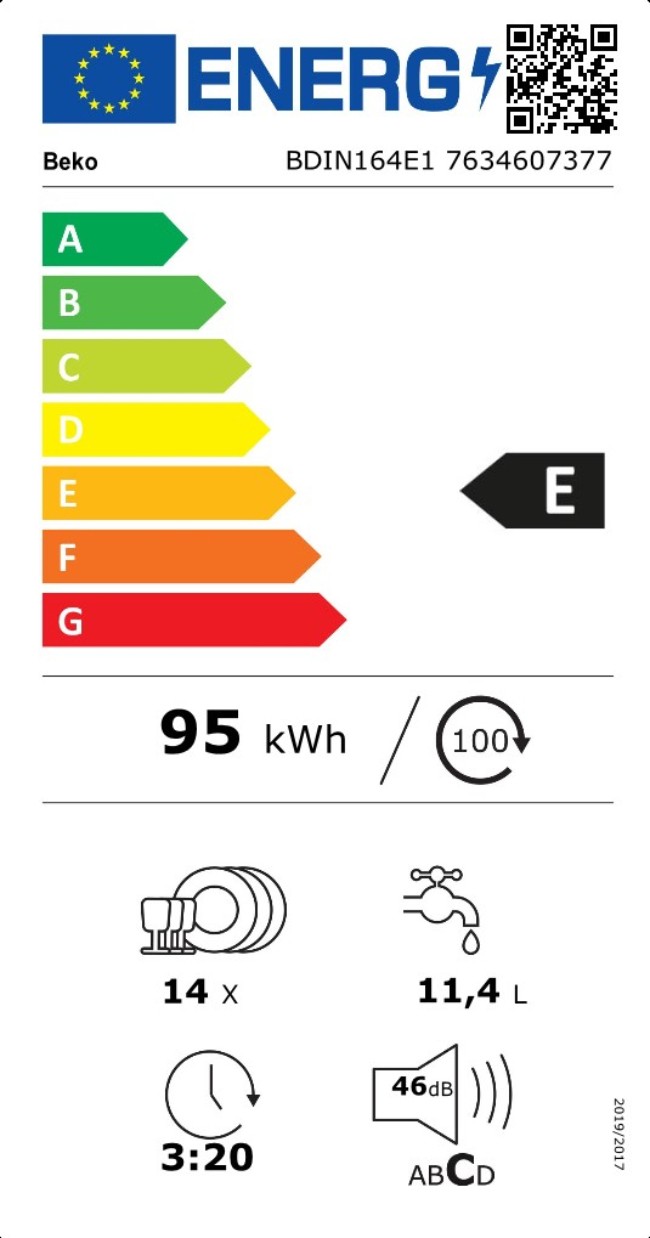 BEKO Lave vaisselle tout integrable 60 cm Selfdry 46dB 14 couverts
