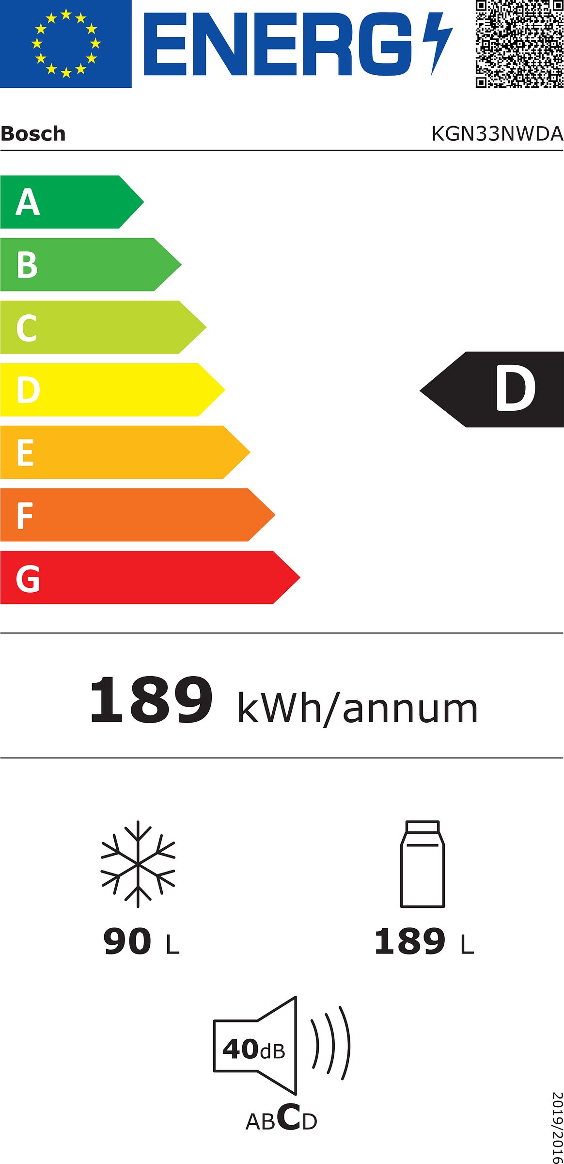 Réfrigérateur congélateur bas BOSCH 279L No Frost Blanc - KGN33NWDA