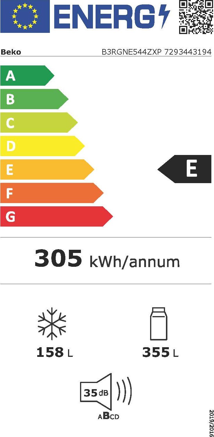 Réfrigérateur 4 portes BEKO 513L No Frost Inox - B3RGNE544ZXP