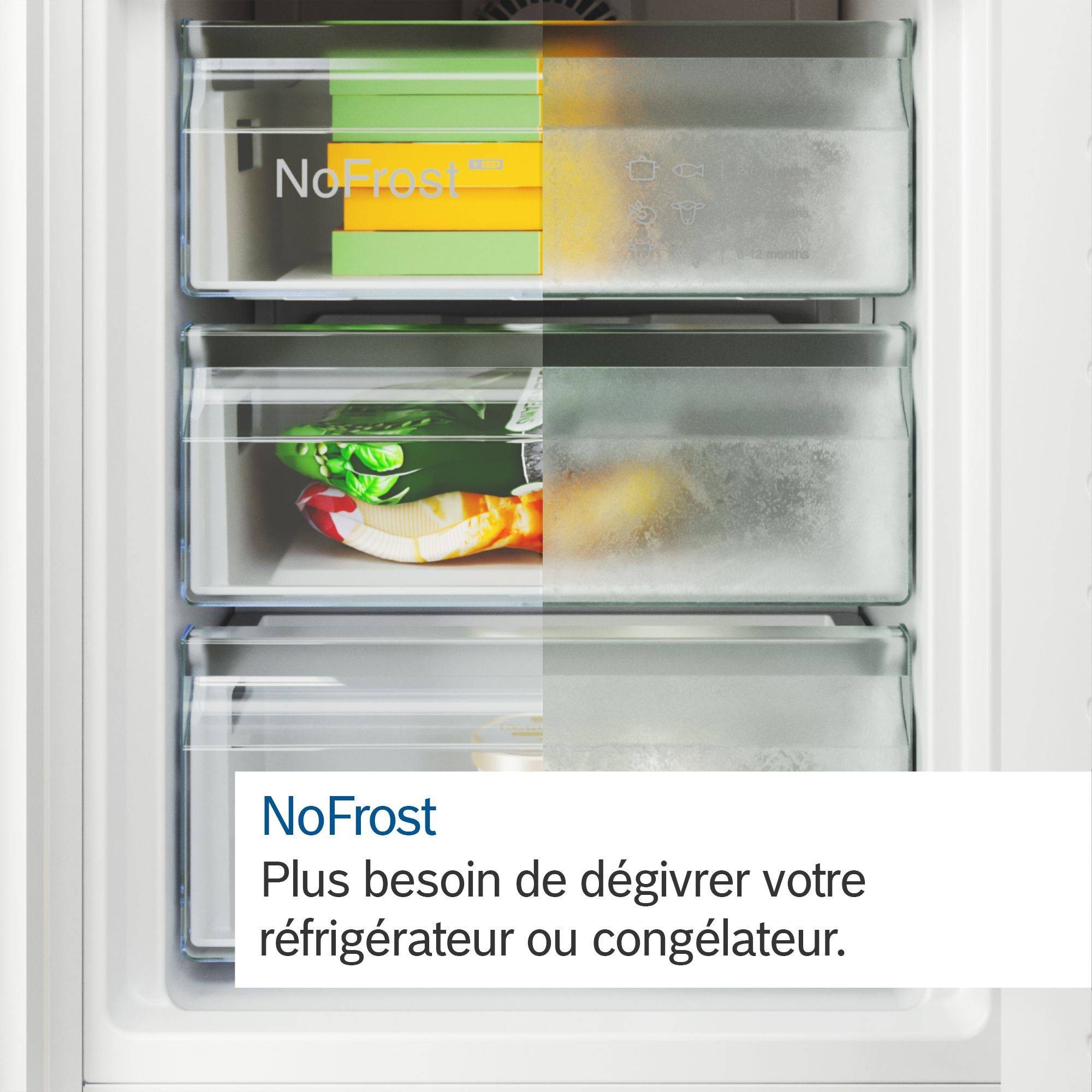 Réfrigérateur congélateur bas BOSCH 363L No Frost Gris - KGN39VLCT