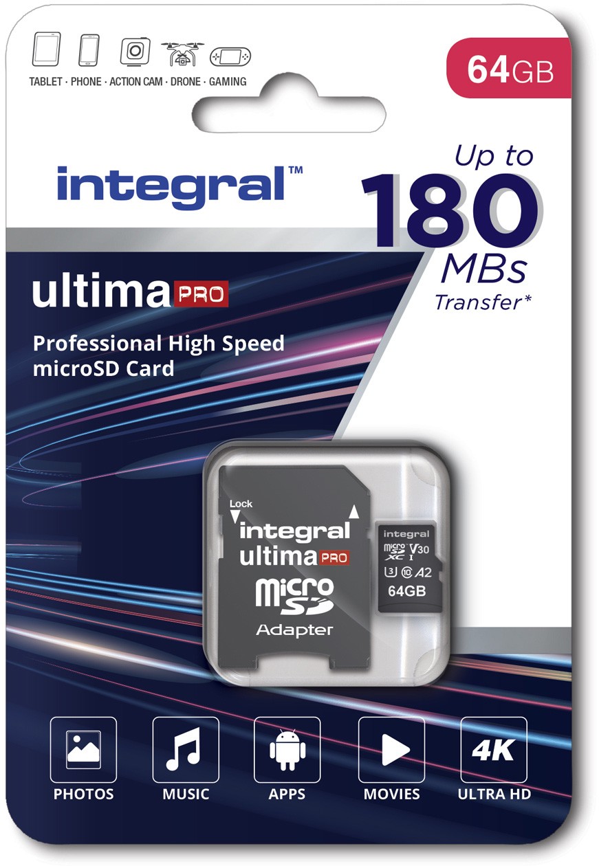INTEGRAL Carte mémoire 64 Go  - INMSDX64G-180V30V2