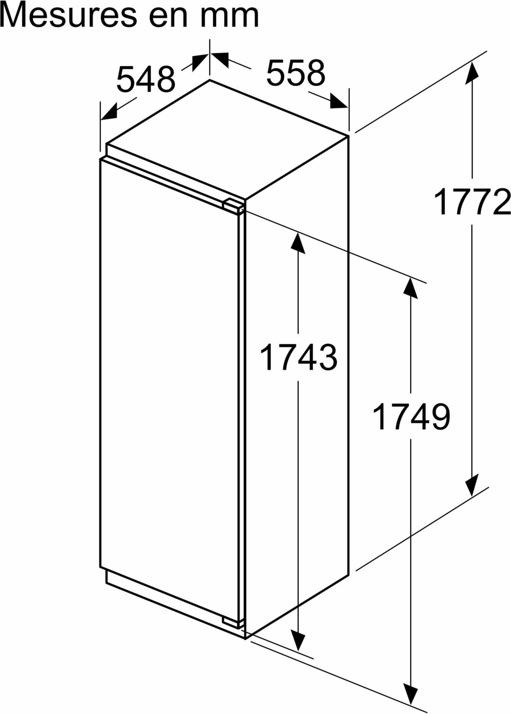 Réfrigérateur encastrable 1 porte BOSCH , Froid brassé, 280L - KIL82SDD0 Réfrigérateur encastrable 1 porte BOSCH , Froid brassé, 280L - KIL82SDD0