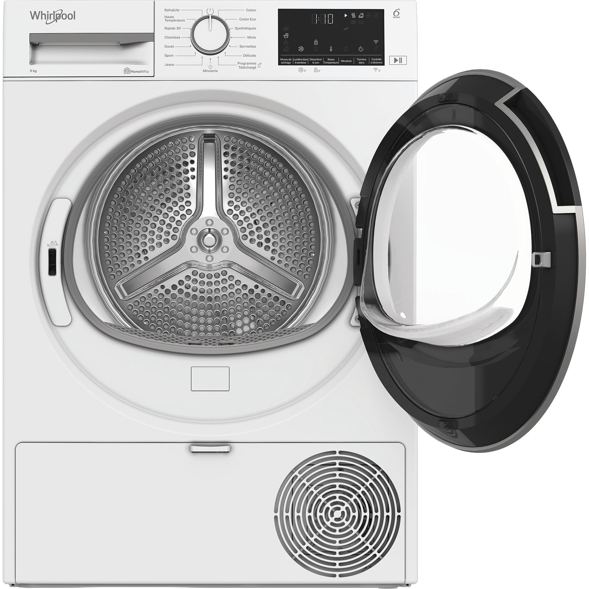 Sèche-linge pompe à chaleur WHIRLPOOL PrecisionDry, 9Kg, Blanc - CWD93MWWSFR