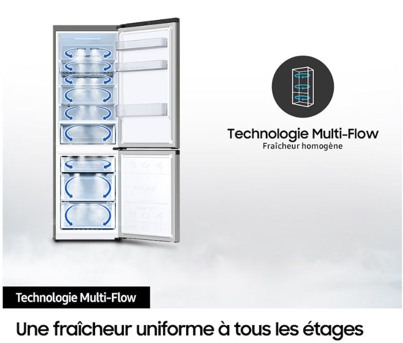 Réfrigérateur congélateur bas SAMSUNG 344L No Frost Gris - RB34C600EWW