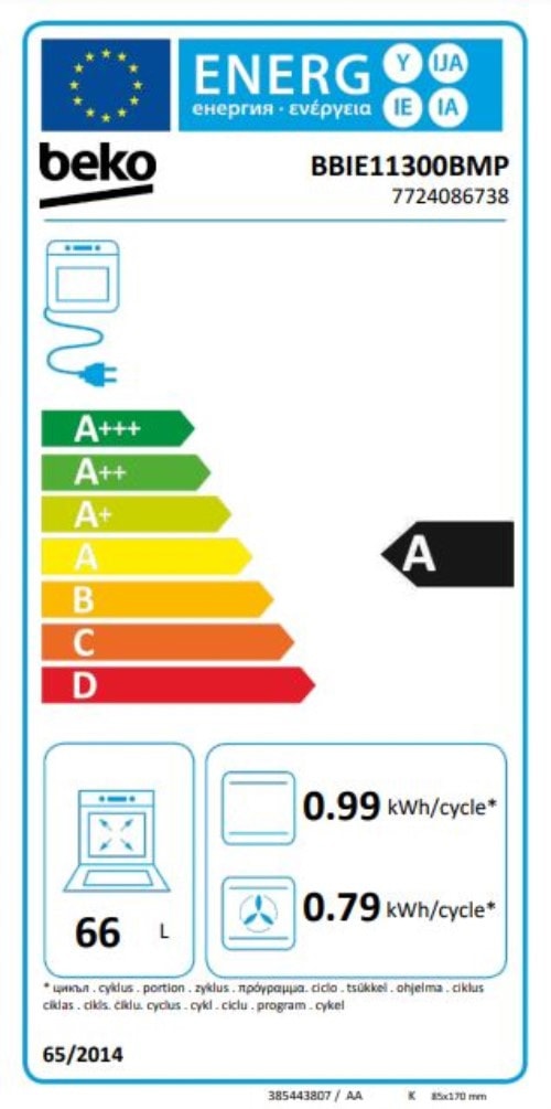 Four encastrable pyrolyse BEKO , Chaleur brassée, 2600W, 66L, Noir - BBIE11300BMP Four encastrable pyrolyse BEKO , Chaleur brassée, 2600W, 66L, Noir - BBIE11300BMP