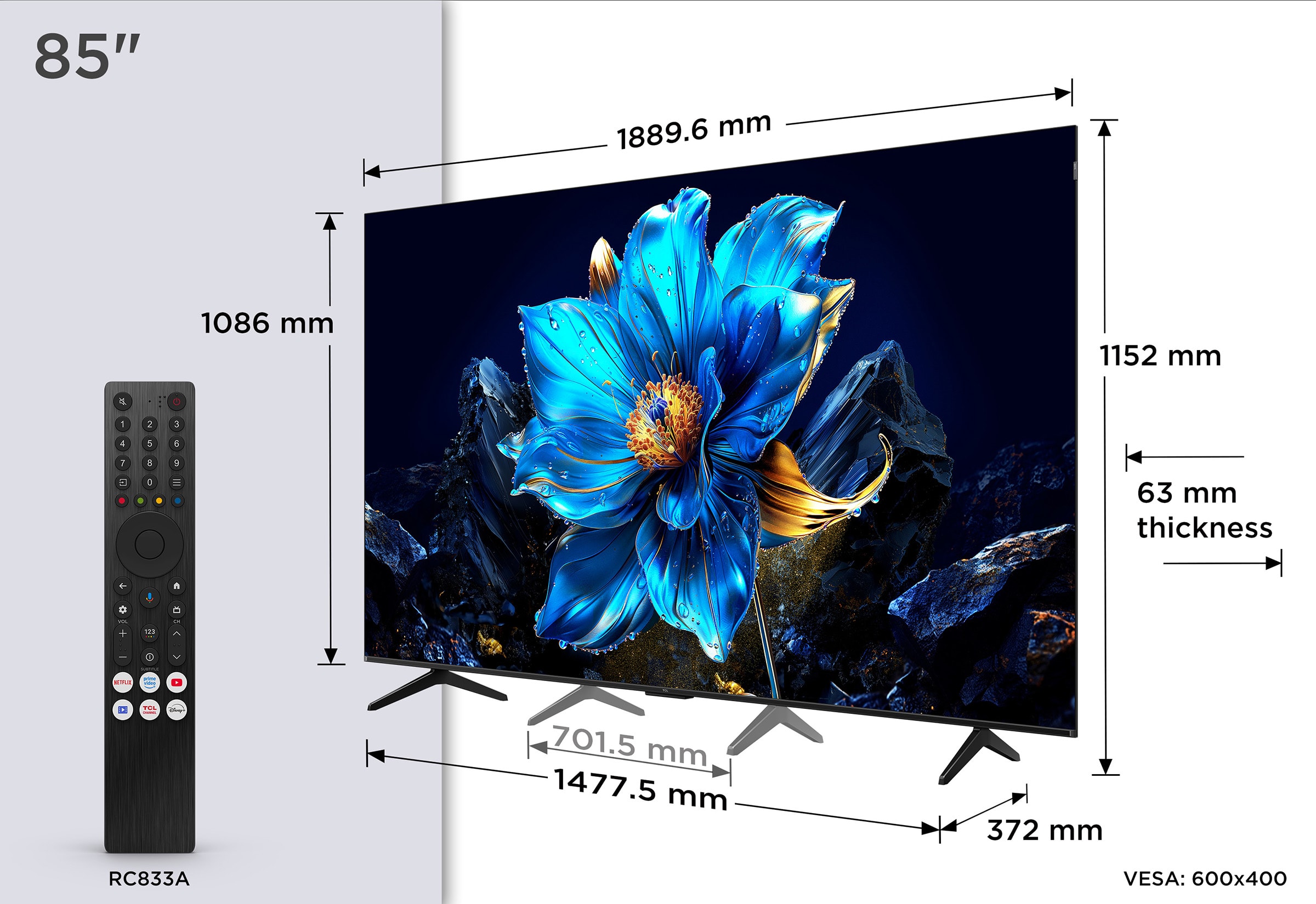 TV QLED 4K 215 cm TCL - 85T69C TV QLED 4K 215 cm TCL - 85T69C