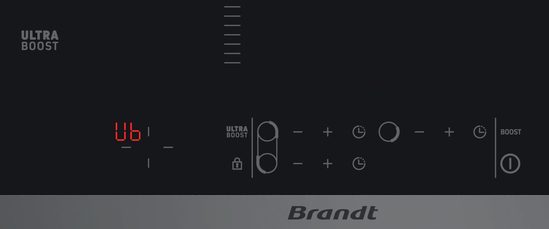 Plaque induction BRANDT 4 foyers, 3600W, 60cm, Noir - BPI6428UB