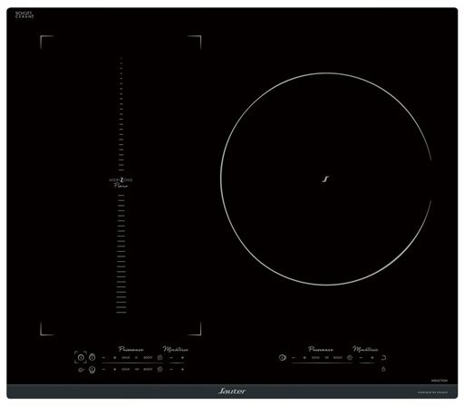 Plaque induction SAUTER 3 foyers, 7400W, 60cm, Noir SPI9547B