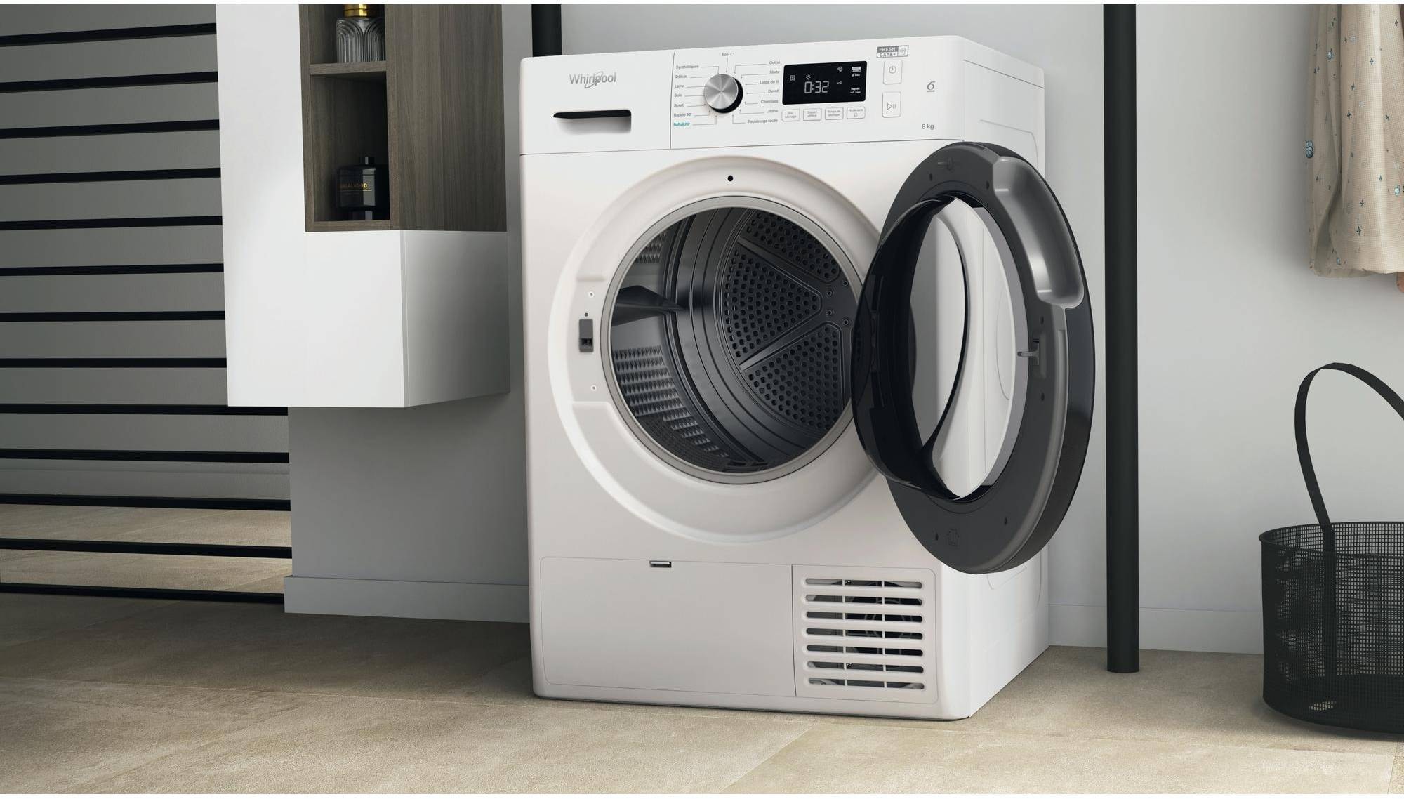 Sèche-linge pompe à chaleur WHIRLPOOL Fresh Care + 15 programmes 8Kg Blanc - FFTM1182BFRR Sèche-linge pompe à chaleur WHIRLPOOL Fresh Care + 15 programmes 8Kg Blanc - FFTM1182BFRR