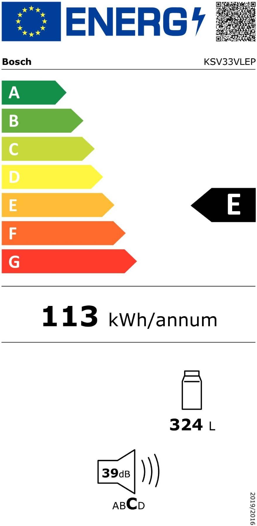 BOSCH Réfrigérateur 1 porte Série 4 Froid Brassé 324L Inox - KSV33VLEP