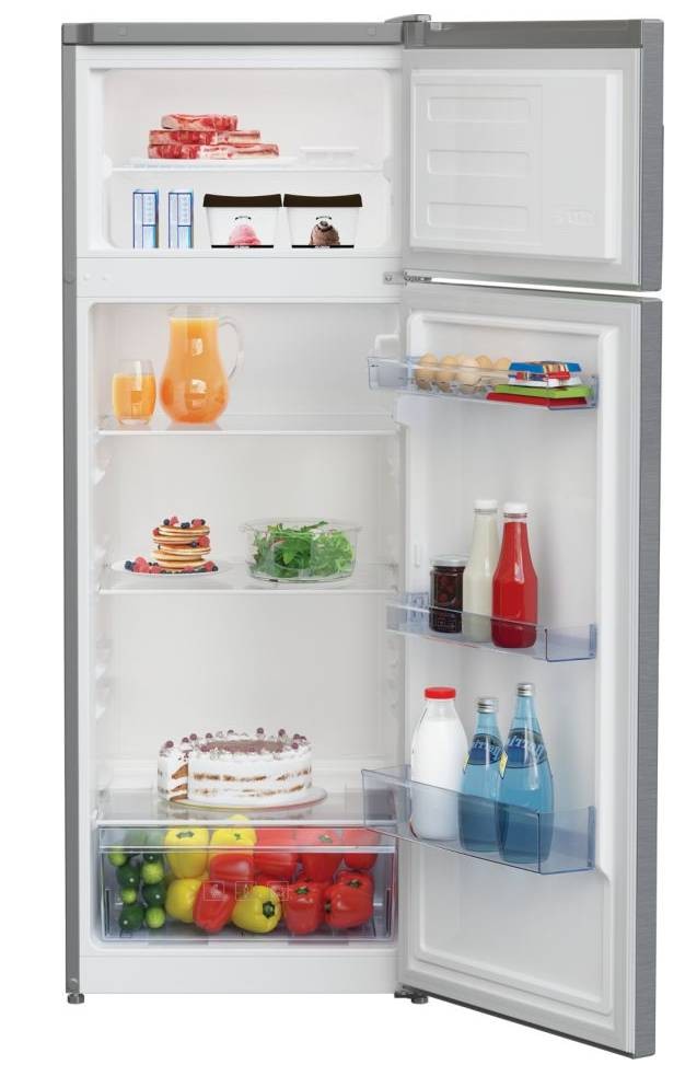 Réfrigérateur congélateur haut BEKO MinFrost 223L Gris Acier - RDSA240K30SN