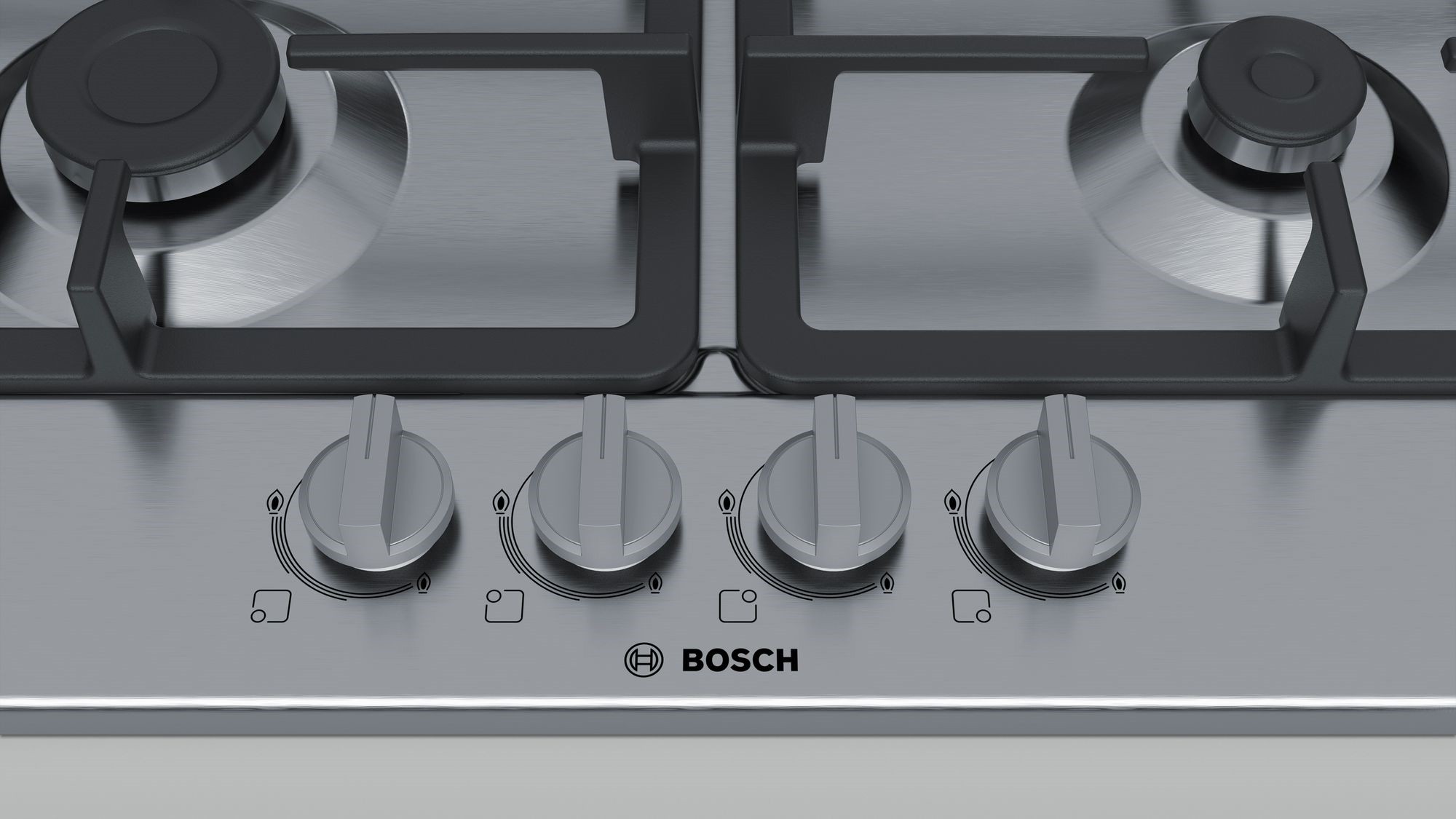 Plaque gaz BOSCH Série 2, 4 bruleurs, 7500W, 60cm, Inox - PGP6B5B90