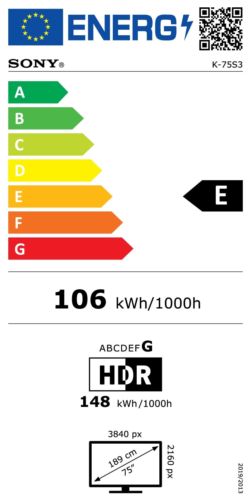 TV LED 4K 189 cm SONY - K75S35B TV LED 4K 189 cm SONY - K75S35B