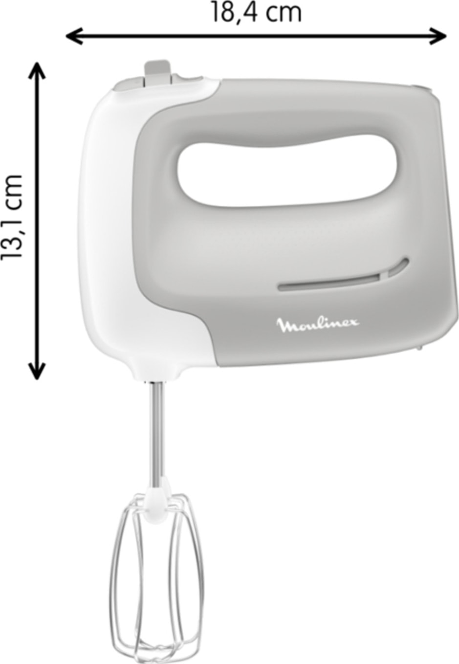 Batteur MOULINEX 2 Fouets 2 Pétrins Inox 450W Poivre - HM450B10