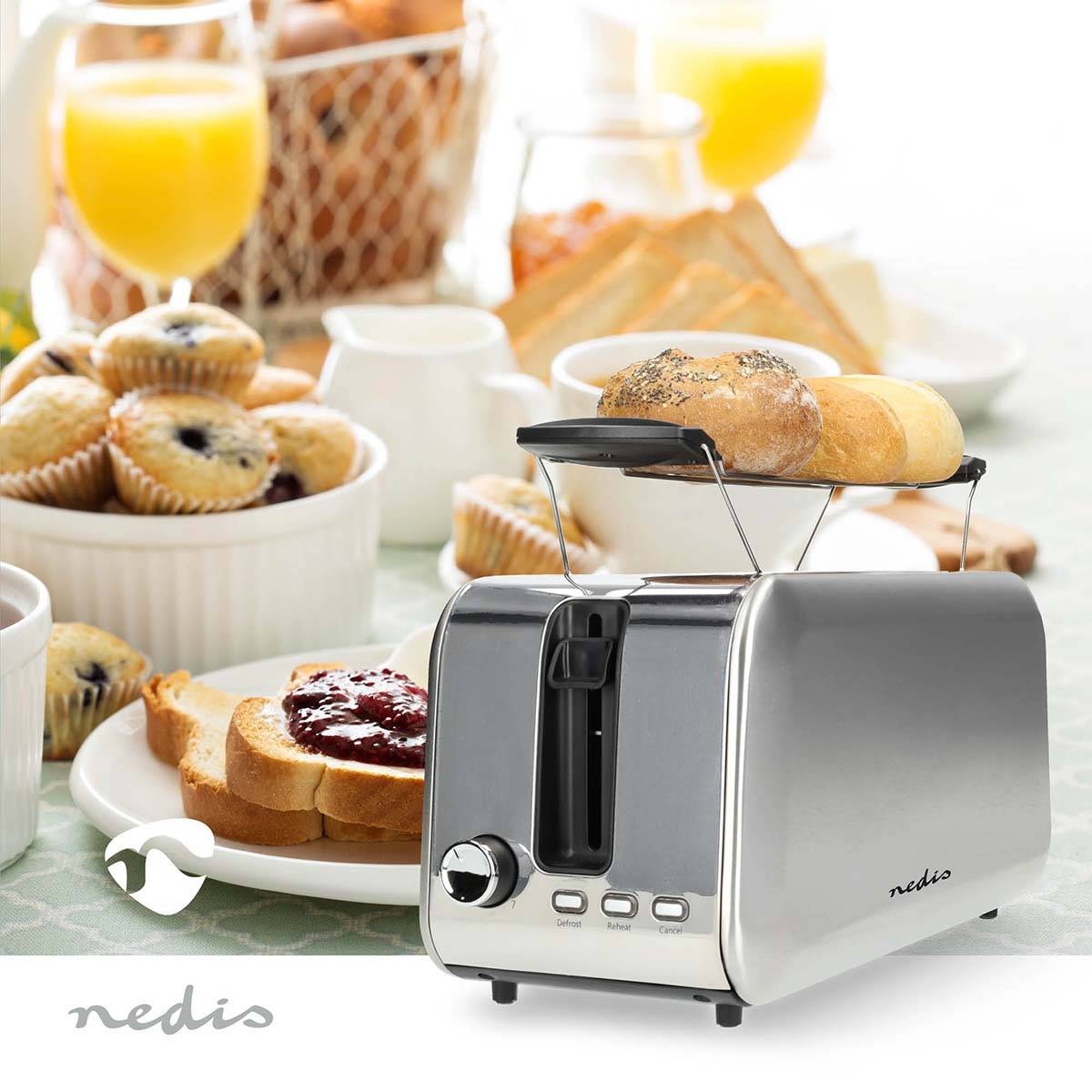 Grille pain NEDIS , 2 fentes, 1450w, Inox - KABT400AL
