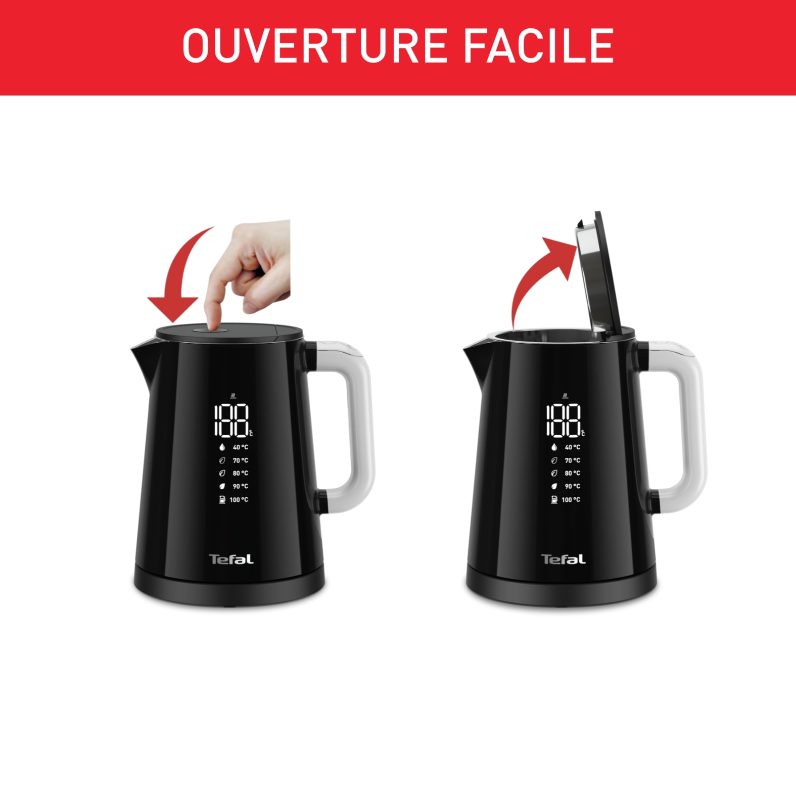 Bouilloire TEFAL Température réglable 1L Noir - KO854830
