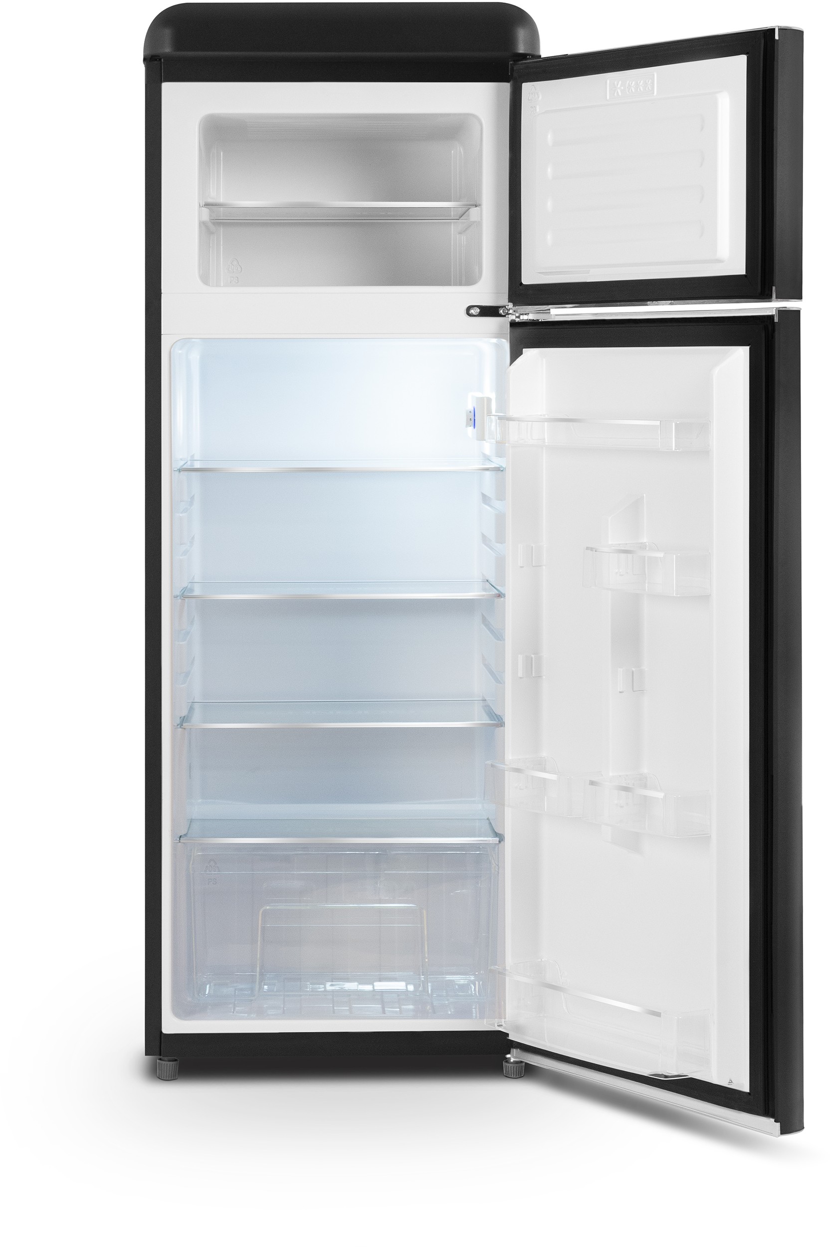 SCHNEIDER Réfrigérateur congélateur haut Vintage combiné  206 L Noir mat - SCDD208VB